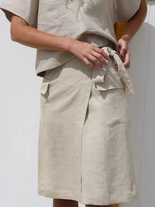 Amber Linen dames vegan Wikkelrok Vita Crème, foto 2