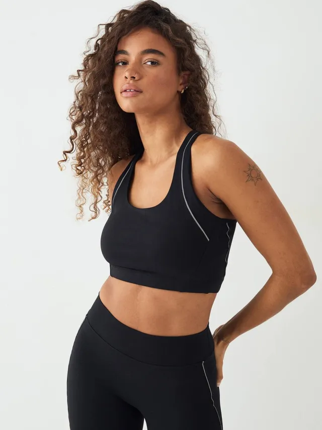DSGN Studio Dames DSGN Studio Reflecterende Bies Ultra Sculpt Sport BH Zwart