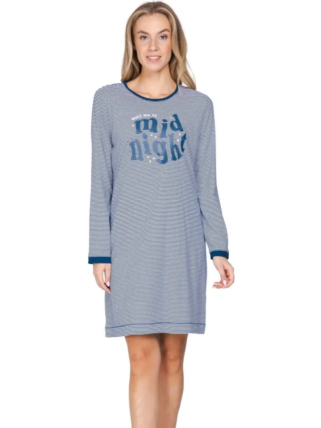 Rebelle nachthemd donkerblauw Blauw/wit