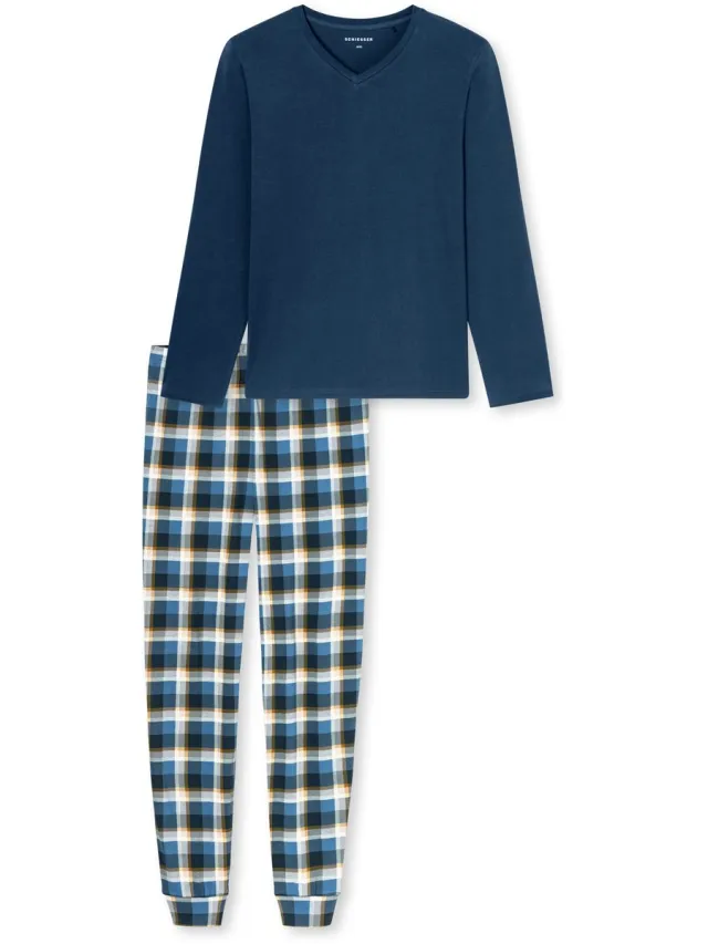Schiesser Pyjama lang - Heren - Pyjamas deep blue