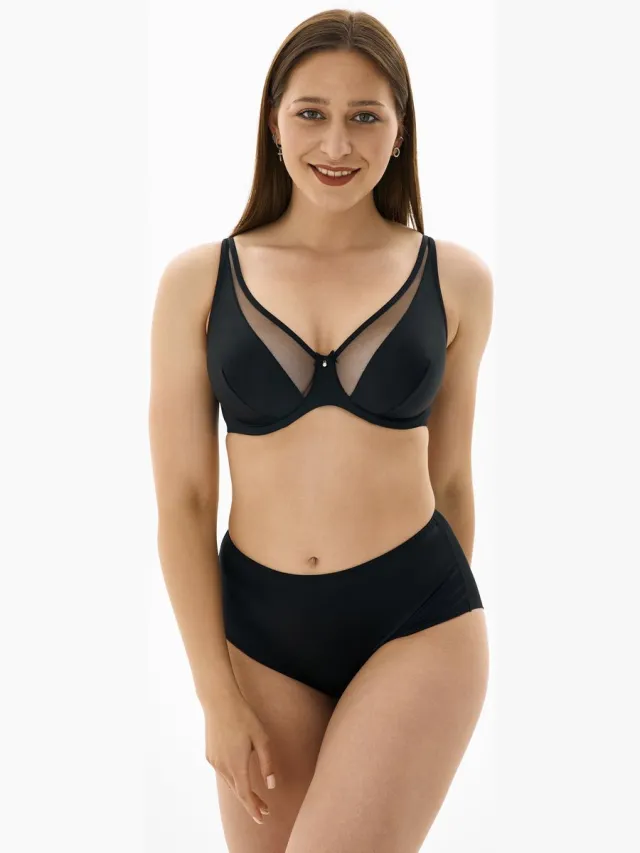 MILENKA zwarte soft cup BH met beugel en diamantje
