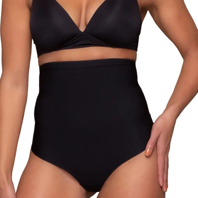 Bye Bra corrigerende string, string met hoge taille, lasergesneden rand, corrigerende string, shapewear voor dames, 2 kleuren, S-XXL (zwart, 4XL)