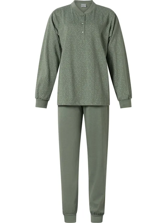 Lunatex dames pyjama 124197 vogel - groen