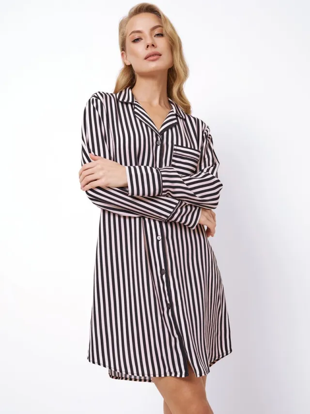 Aruelle Dames nachthemd Brittany-zachte viscose-lichtroze-zwart lichtroze / zwart