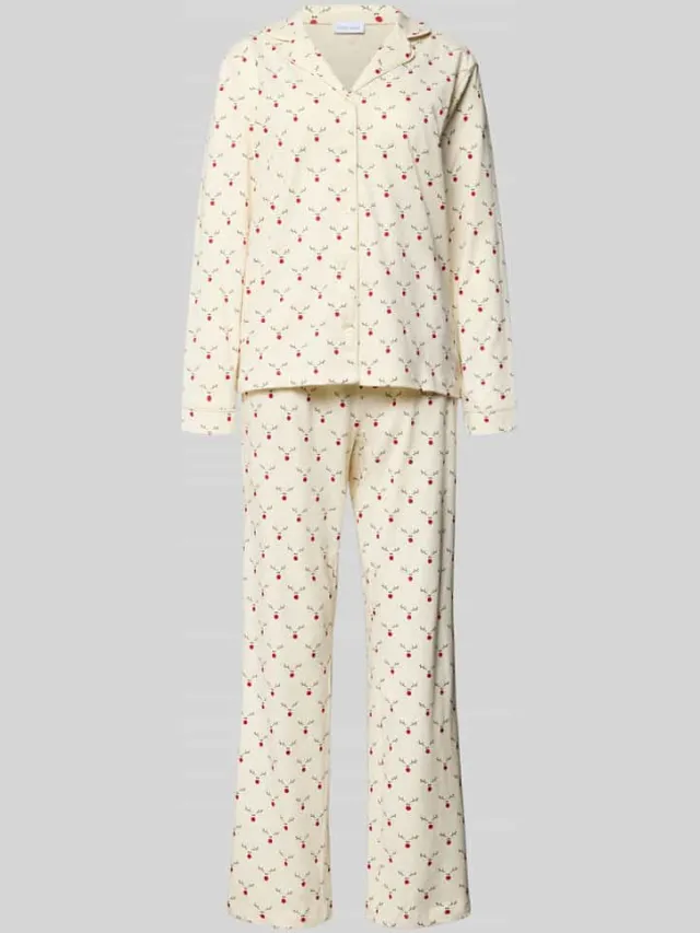 Lascana Pyjama van puur katoen model 'X-Mas' Beige