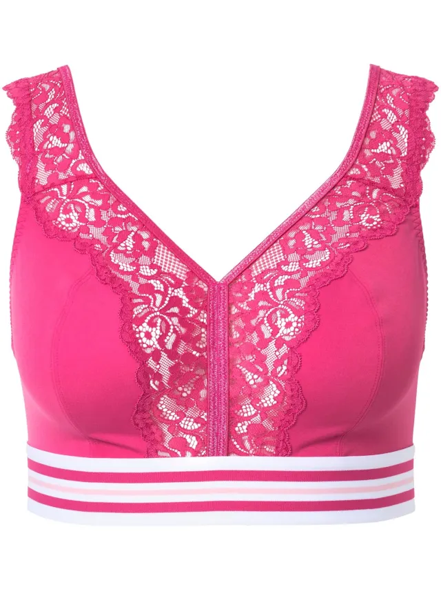 Ulla Popken Dames - Minimizer bralette kant zonder beugels - Roze