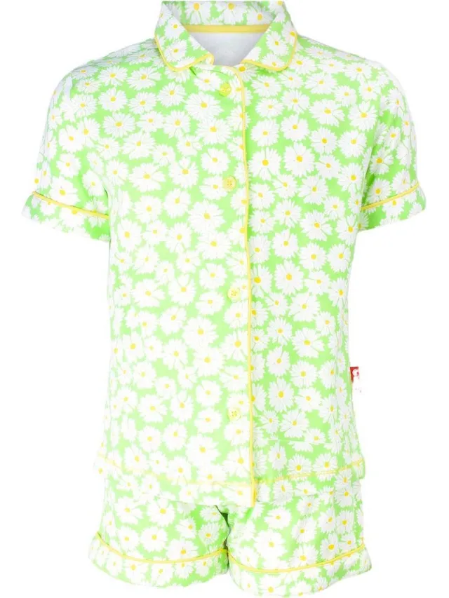 Claesen's pyjama short Daisy Stripes Groen