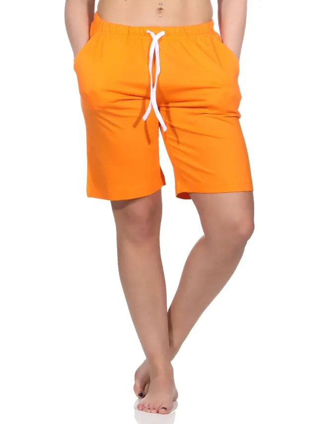 Normann Dames korte pyjamabroek - Mix & Match in effen kleuren - perfect te combineren orange