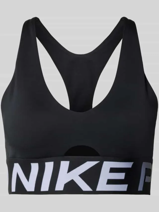 Nike Racerback-bustier met cut-out en labelprintdetails Zwart