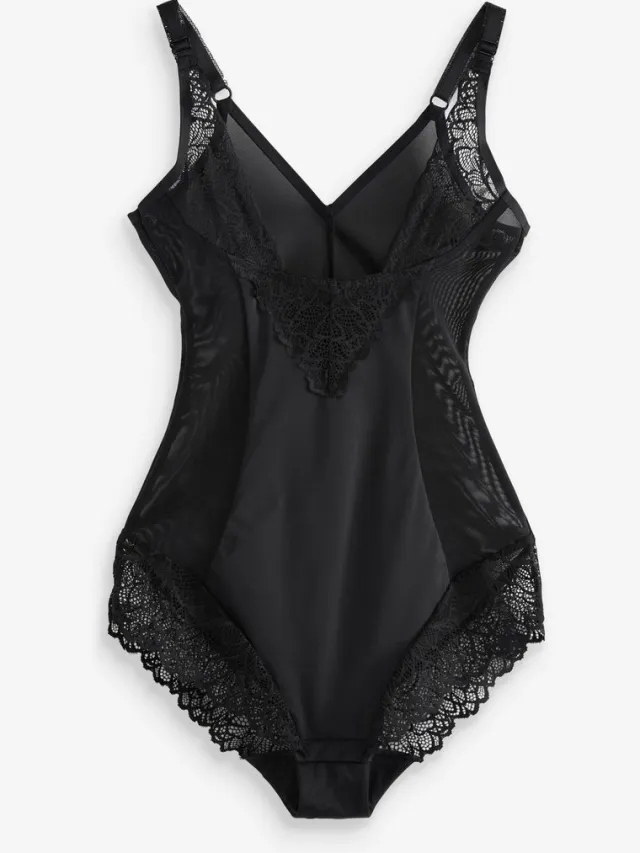 Next Dames - Wear Your Own Bra - Vormgevende body met sterke buikcorrectie - Zwart Black