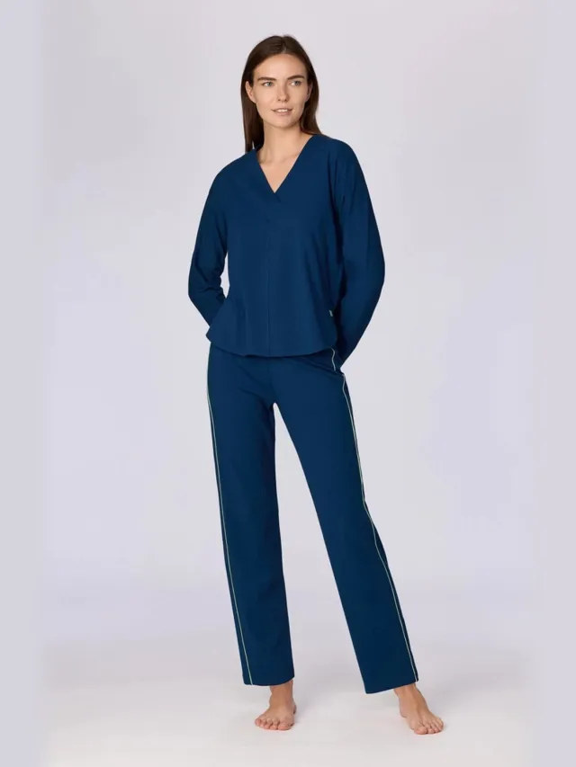 Woody pyjama dames - donkerblauw - 262-15-XPB-Z/881