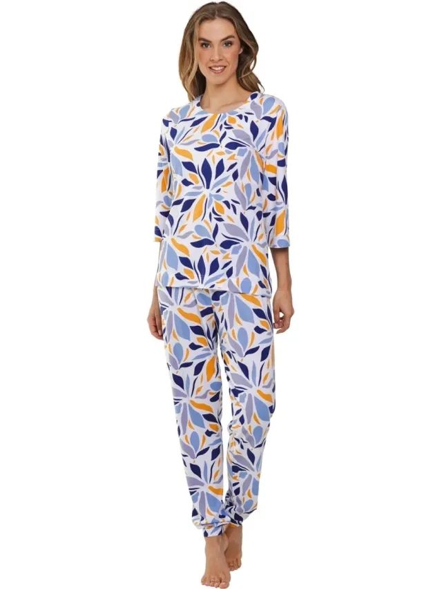 Pastunette Pyjama Yellow Breeze - Katoen/Modal - Wit