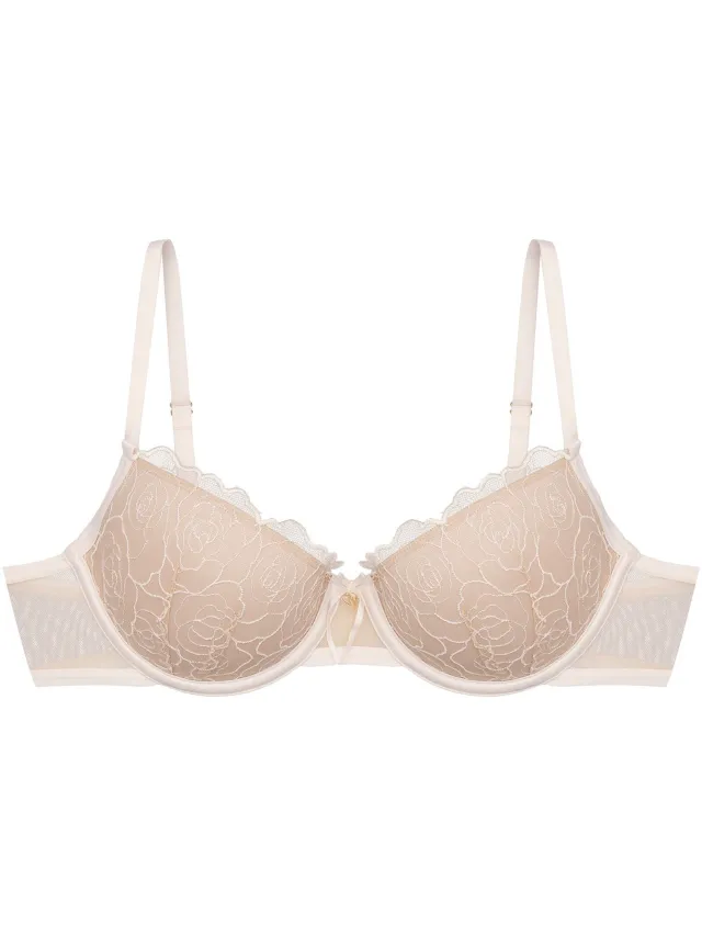 ESOTIQ Batty - Push-upbeha - Crème - 65F - Geborduurde bloemen