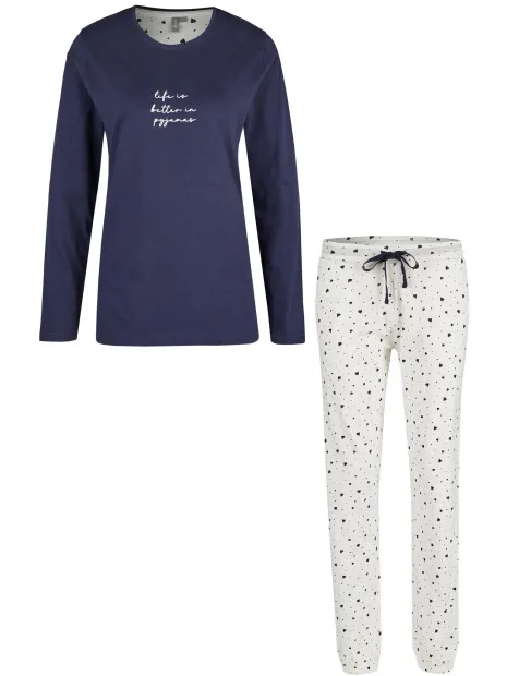 By Louise Dames pyjama set lang hartjes print blauw, foto 2