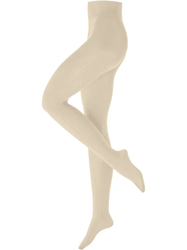 Burlington Cosy Cottage gedessineerd katoen wol panty dames beige-46 beige 2050
