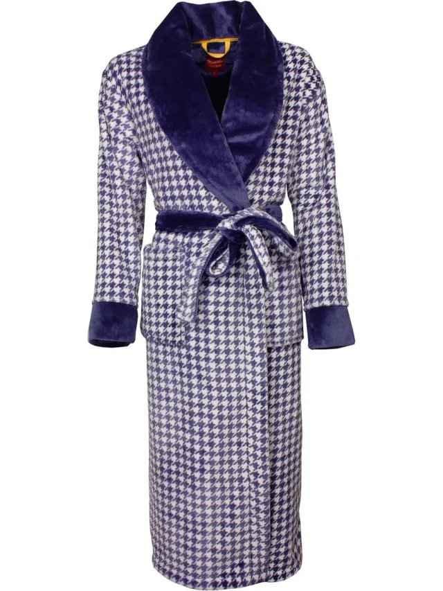 Medaillon Dames Badjas - Coral Fleece - Blauw