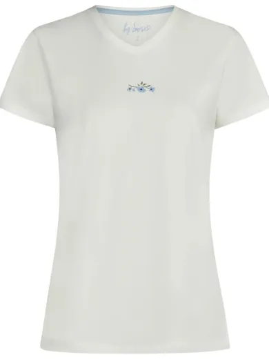 By Louise Dames korte pyjama set shortama wit/lichtblauw gebloemd, foto 2