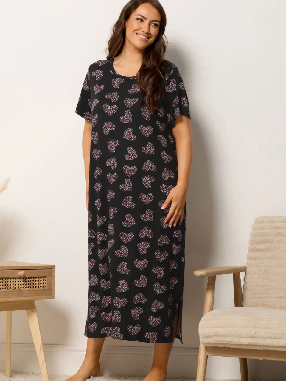Yours 2Pack Roze Midaxi Nachthemden Met Strik En Hartprint-44, foto 4