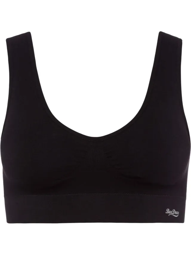 BeeDees Bustier Comfee Crop Top Met uitneembare cups en brede bandjes zwart