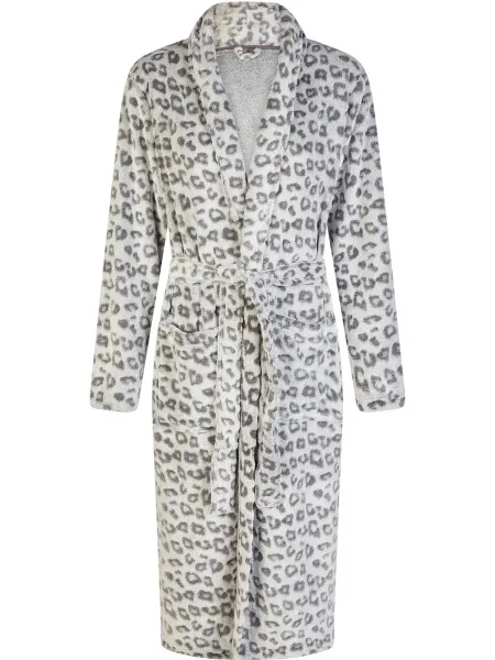 By Louise Dames badjas fleece panterprint Grijs