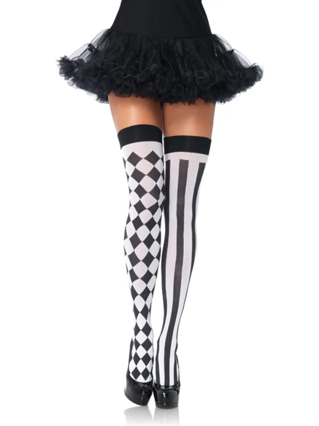 Leg Avenue Harlequin Thigh Highs ["Zwart"]