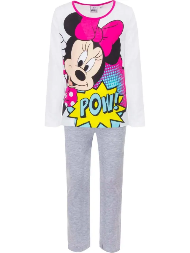 Disney Minnie Mouse pyjama - katoen - wit/grijs - maat 122/128 (8 jaar)
