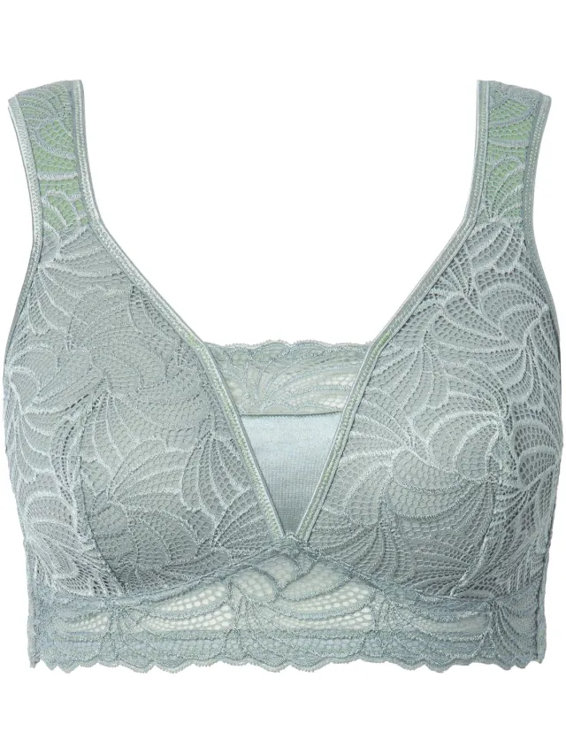 Ulla Popken Dames - Bralette kant zonder beugel - Salbei groen
