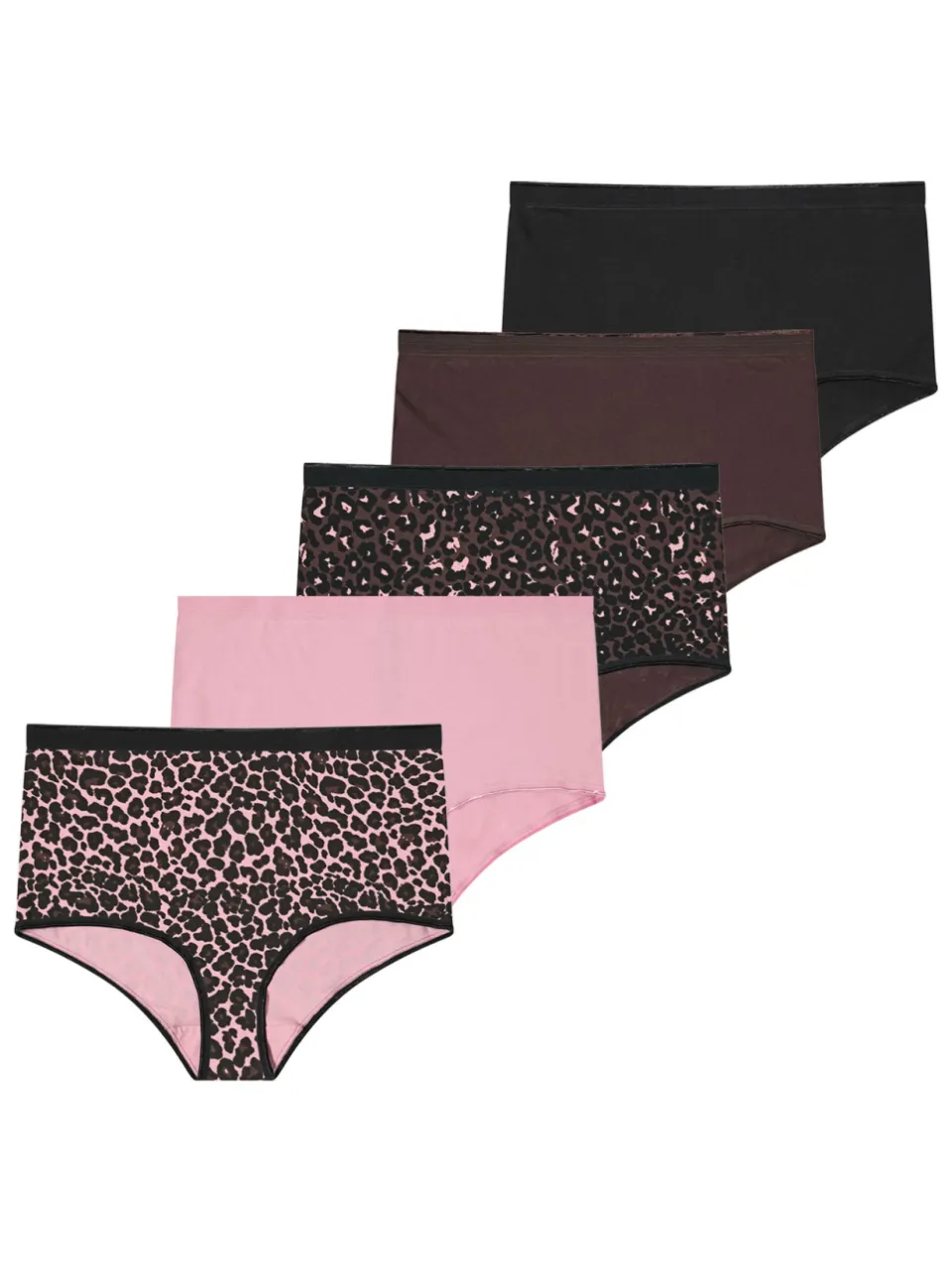 Yours Yourset Set Van 5 Bruine En Roze Maxislips Met Luipaardprintsize 54-56, foto 3