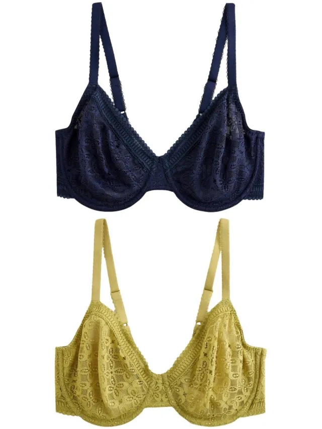 Next Dames - Set van 2 DD+ minimizer beha's zonder vulling met volledige cups - Blauw Navy/Green