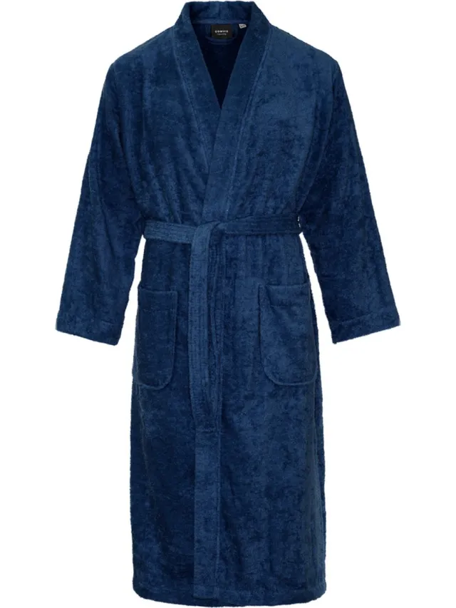 Comvie Kimono badstof katoen – lang model – unisex – badjas dames – badjas heren – 100% katoen - sauna – donker blauw donkerblauw