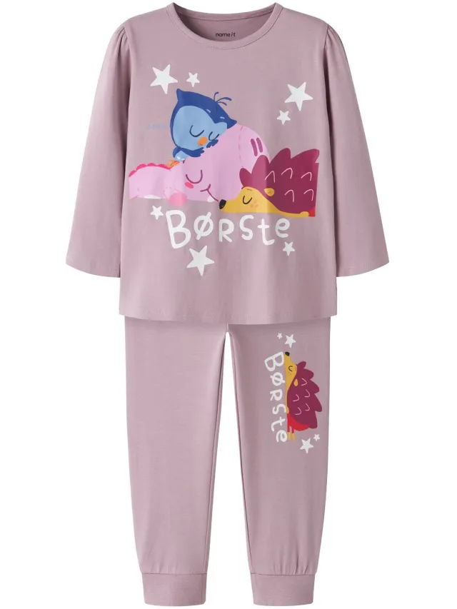 NAME IT Pyjama Børste biologisch katoen Mauve Shadows1