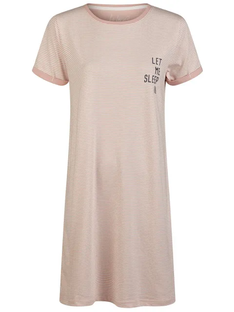 By Louise Essential dames nachthemd korte mouw gestreept roze, foto 2
