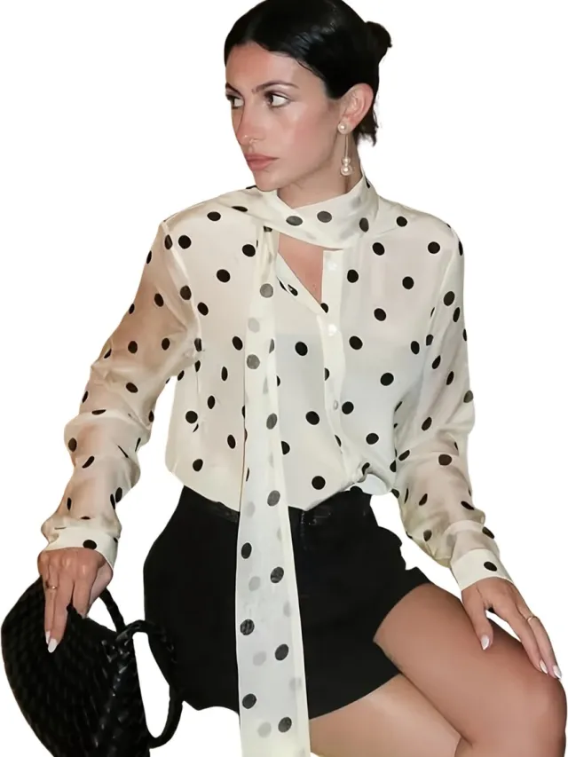 Currero Topje Dames Polkadots - Mouwloze Top - Singlet - Kleding - Shirt - Blouse - Kort - Volwassen - Beige