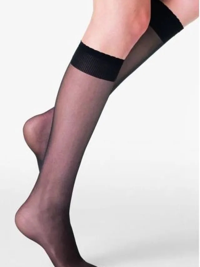 Platino 2 paar niet knellende zwarte panty kniekousjes 15 den omvang 37/40 cm