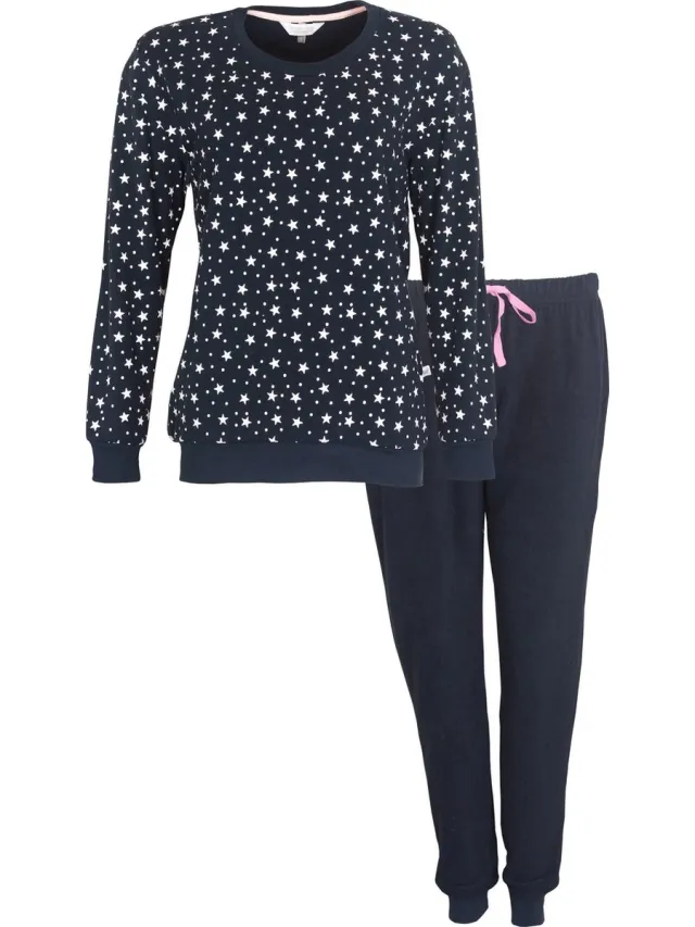 Tenderness Dames Pyjama - Badstof - Sterren - Blauw