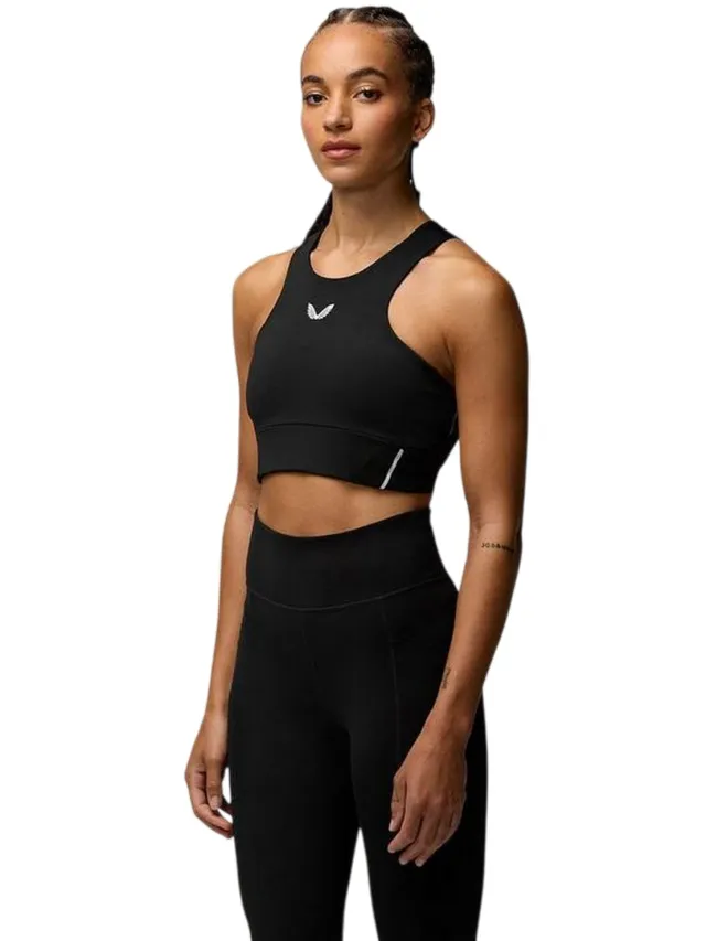 Castore Dames/Dames Logo Sportbeha (Zwarte Kaviaar) Zwart/Gebroken wit