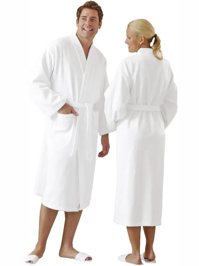Ibenzoa Comfortabele Uniseks Badjas met Kimono Kraag voor Elke Gelegenheid wit