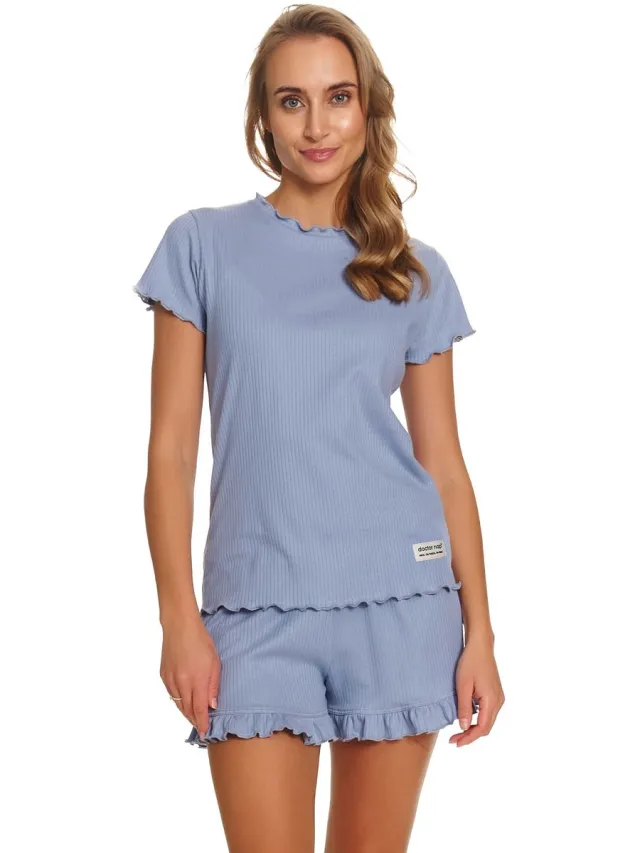 Doctor Nap Katoenen Pyjama Dames Korte Mouw Korte Broek Zomer Shortama PM.4315 Sky Blue 36 / Licht Blauw