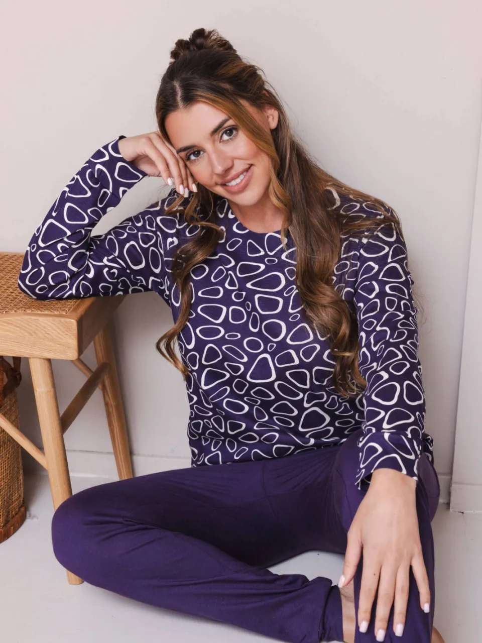 Pastunette Purple Pebbles pyjamaset donkerpaars, foto 2