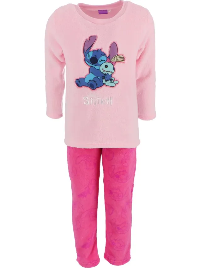 Disney Lilo & Stitch Coral-Fleece Pyjama - Roze - Kind