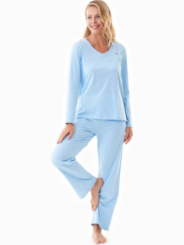 ORGANICATION dames vegan Pyjamaset Tieerra Lichtblauw
