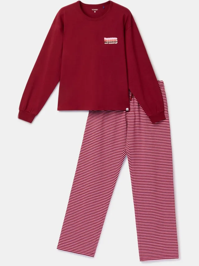Woody pyjama dames YPA/471-M bordeaux