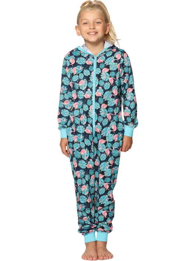 Merry Style Kinder Pyjama - ronde hals - lange mouwen - lange broek met zakken - Katoen - MS-MS10-223-PJ - Türkis Flamingos - 122-128