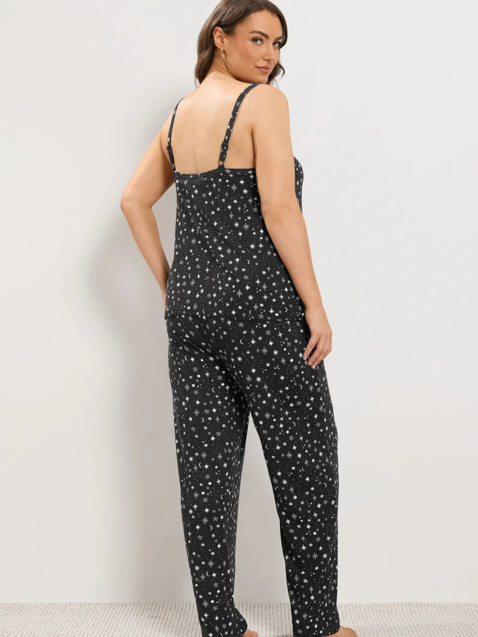 Yours Curve Zachte Pyjama Met Bandjes En Ster In Zwart-44, foto 3