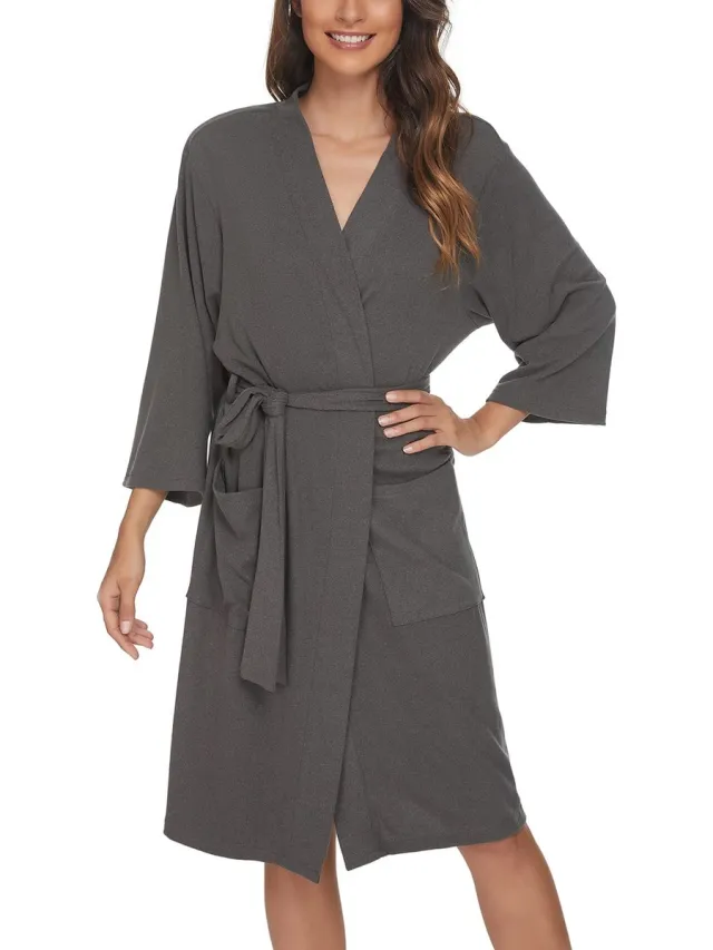 My Ninki ® Heerlijk Zachte Dames Ochtendjas van 100% Katoen voor Comfort en Stijl grijs