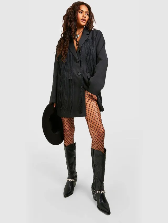 boohoo Dames Enkele visnetpanty's Zwart