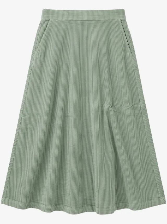 KnowledgeCotton Apparel dames vegan Rok Van Corduroy Met Leliebladmotief Groen