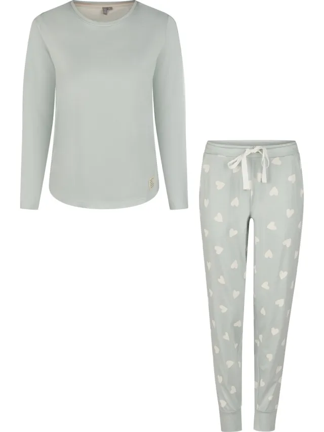 By Louise Dames Pyjama Set Lang Katoen Mintgroen