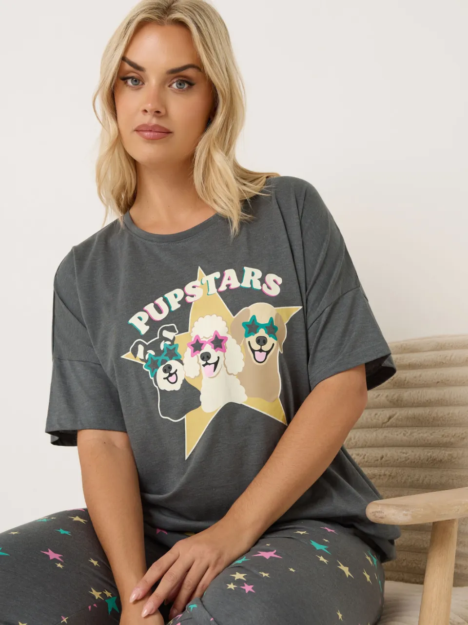 Yours Charcoal Grey Pupstars Pyjamaset-56