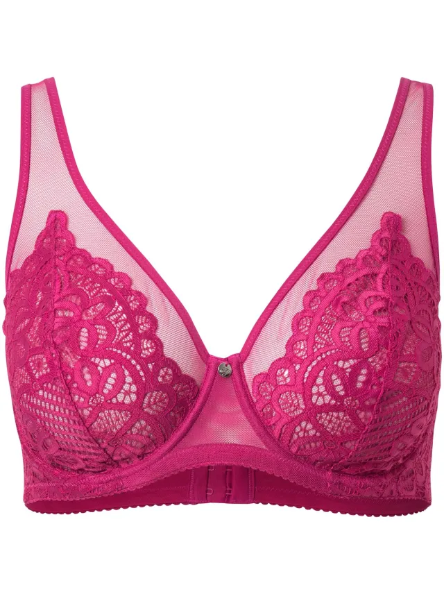 TruYou Dames - Beugel BH kant mesh bandjes - Fuchsia